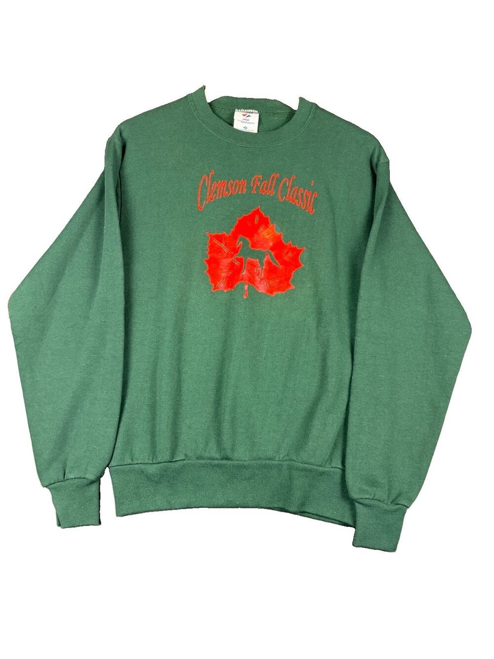 VTG Jerzees Sweatshirt Adult S Clemson Fall Classic Horse Show USA Green 90s